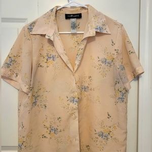 Vintage Women's Floral Button Up Blouse, size M
